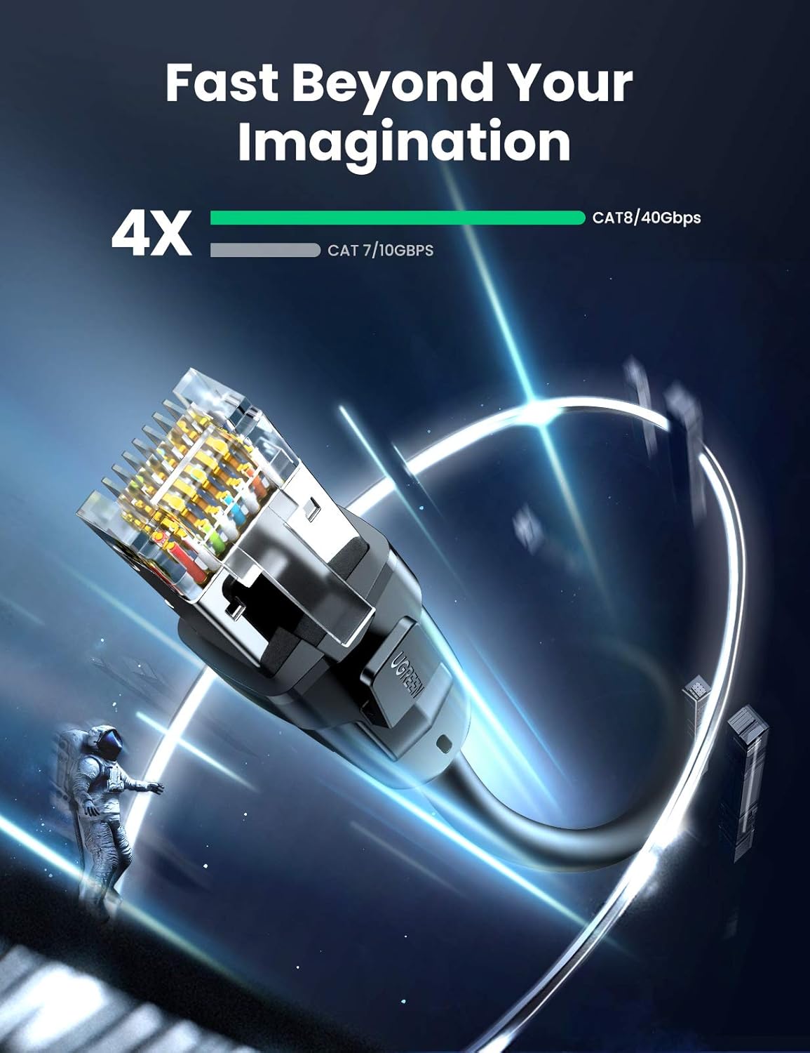 UGREEN CAT8 Ethernet Cable 3m – High Speed 40Gbps