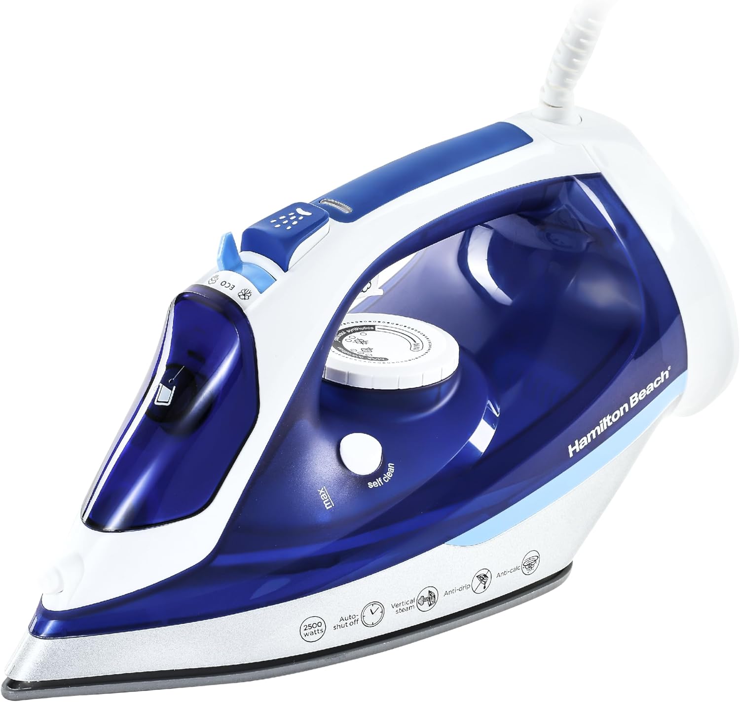 Hamilton Beach Steam Iron Ceramic 2500W / Vertical steam - Blue