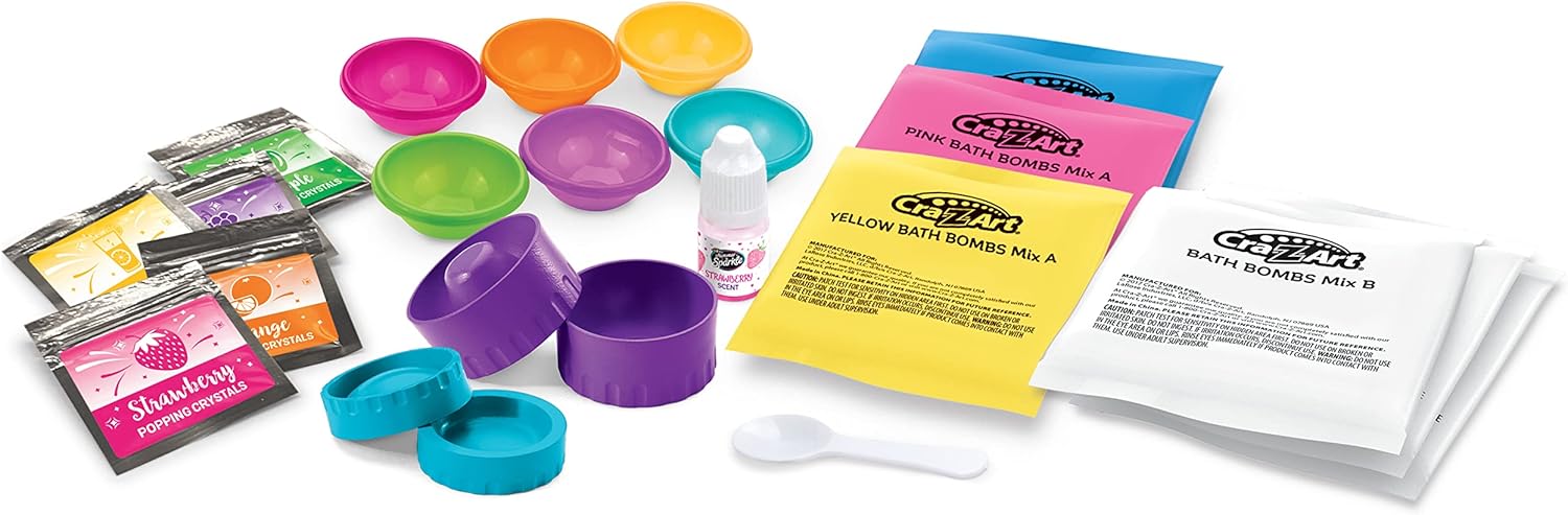 CRA-Z-ART Rainbow Popping Fizzing Bath Bomb Kit for Kids