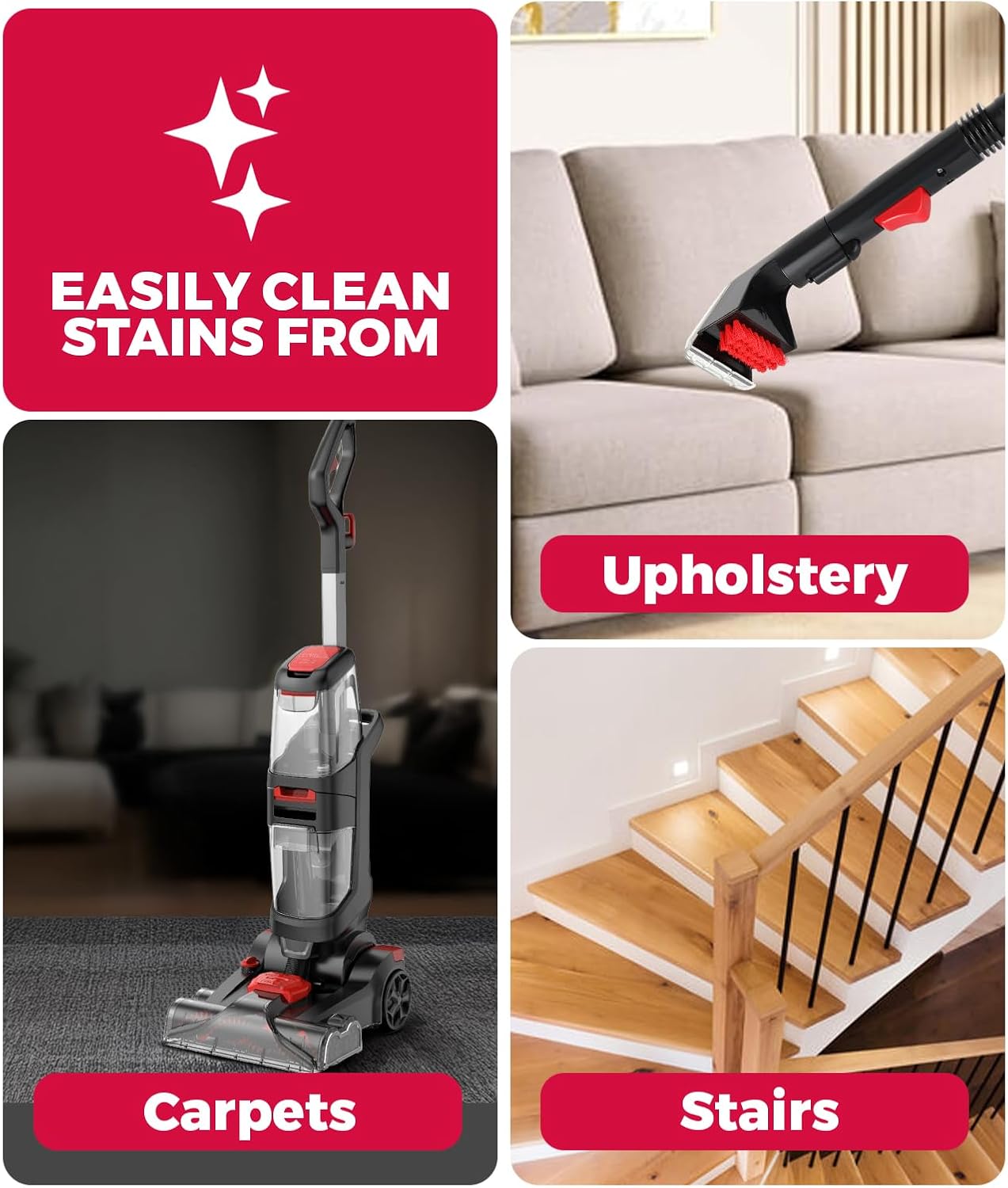 Geepas Carpet Washer GCW19060 - 800W Dual Brush Deep Cleaning Machine