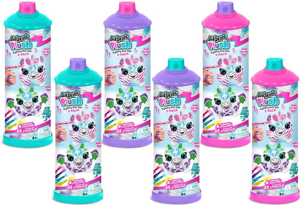 Canal Toys Airbrush Plush Mini Mystery 2 Pack | Customize & Decorate Your Own Plushies