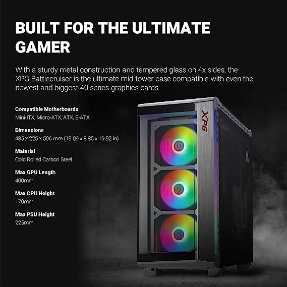 XPG BATTLECRUISER Super Mid- Tower PC Chassis - White