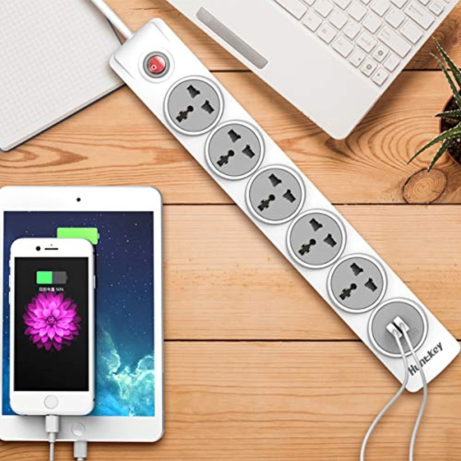 Huntkey Power Strip 5 Outlets 2 USB 3m Cable