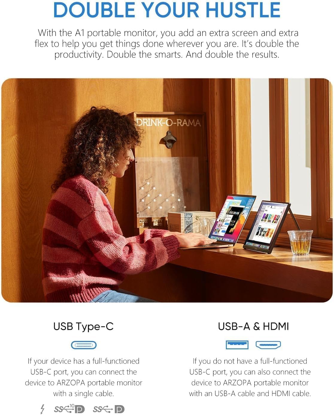 Arzopa A1 | 15.6" 1080p FHD Travel Monitor with Smart Cover
