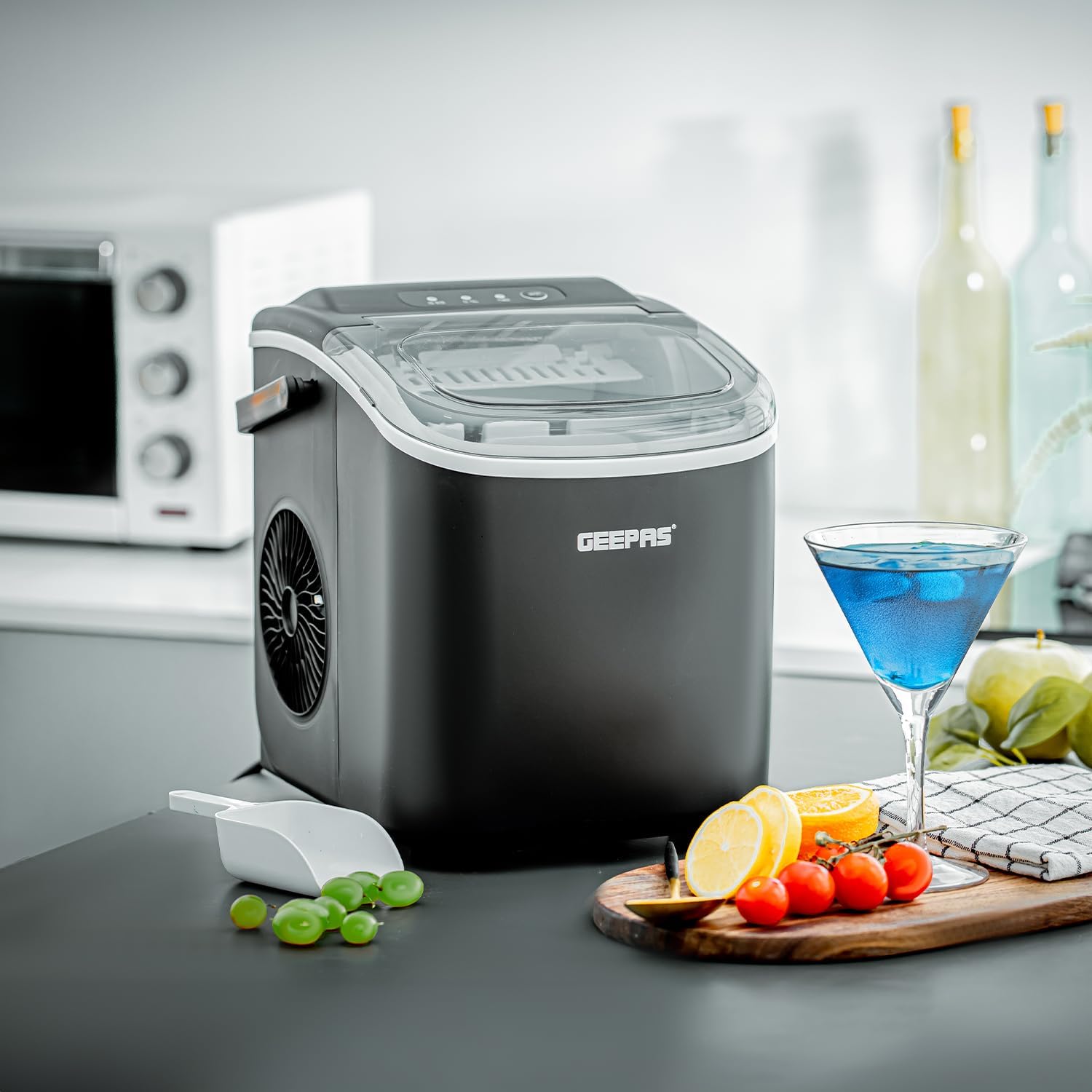 Geepas Portable Ice Maker GIM63053UK - 12kg/Day, 7-Min Fast Ice