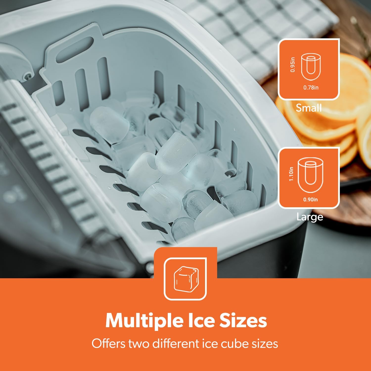 Geepas Portable Ice Maker GIM63053UK - 12kg/Day, 7-Min Fast Ice