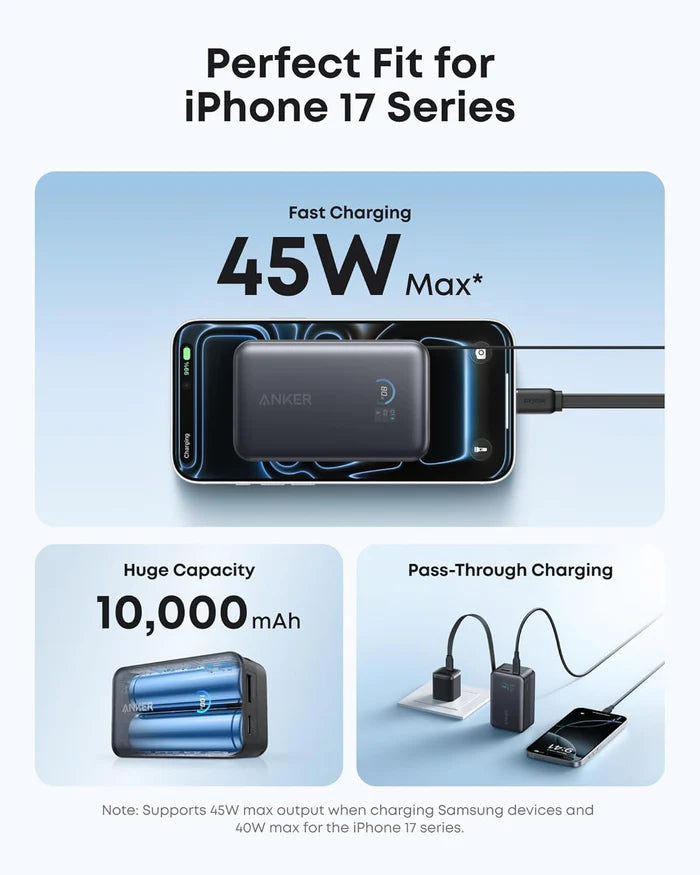 Anker Nano Power Bank 10,000mAh 45W with Built-In Retractable USB-C Cable