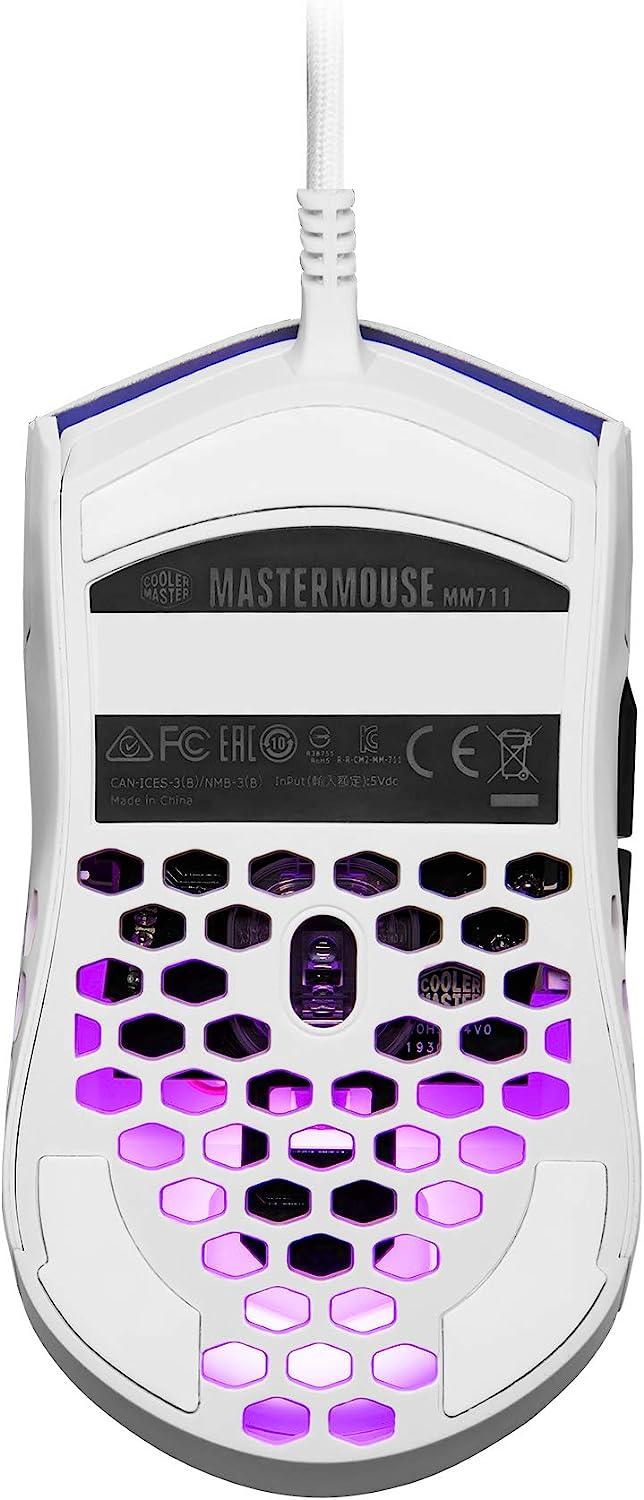 Cooler Master MM711 Matte White RGB 60G with Lightweight 16,000 DPI Gaming Mouse