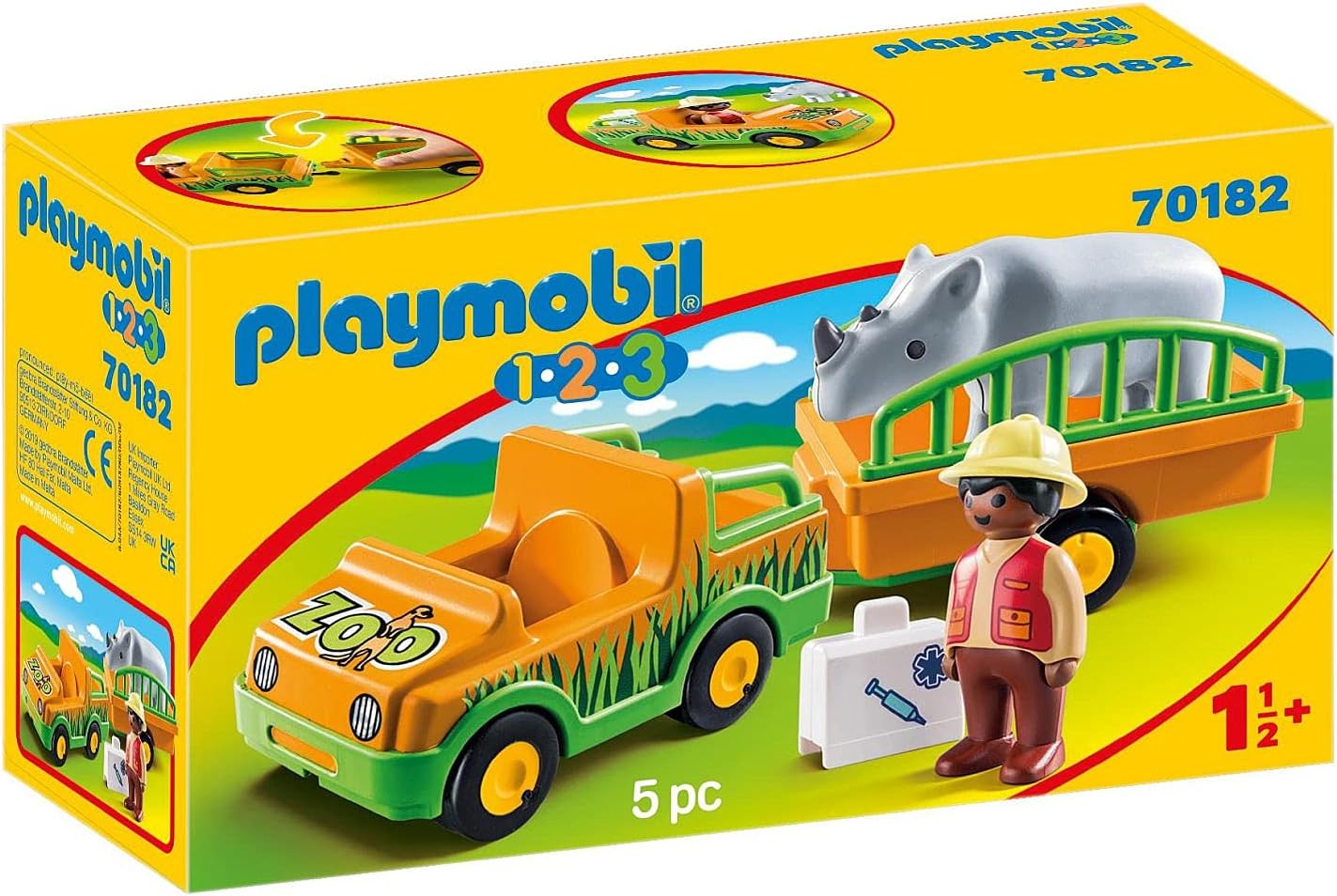 Playmobil 1.2.3 Zoo Vehicle with Rhino | Goseel Store