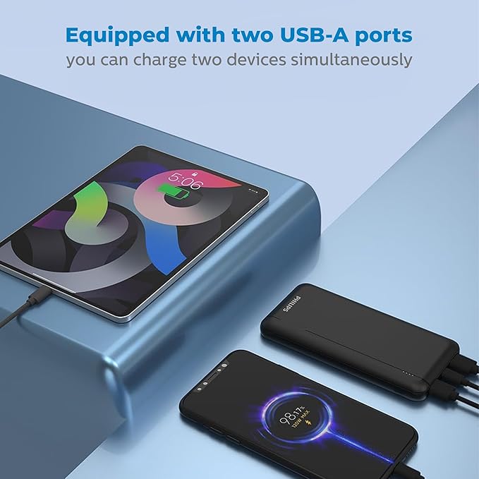 باور بانك فيليبس 10000mAh 20W مع منافذ USB-A وUSB-C