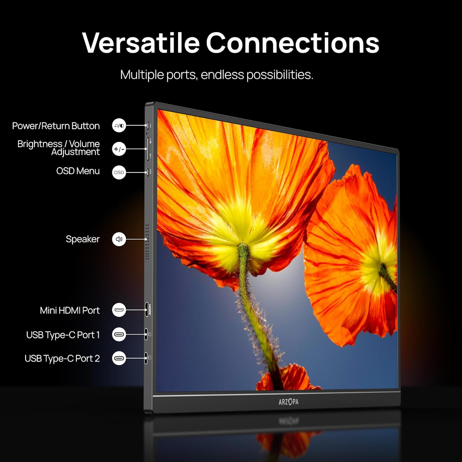 Arzopa Z1RC | 16" 2.5K Portable Monitor with 500nits 8bit Display