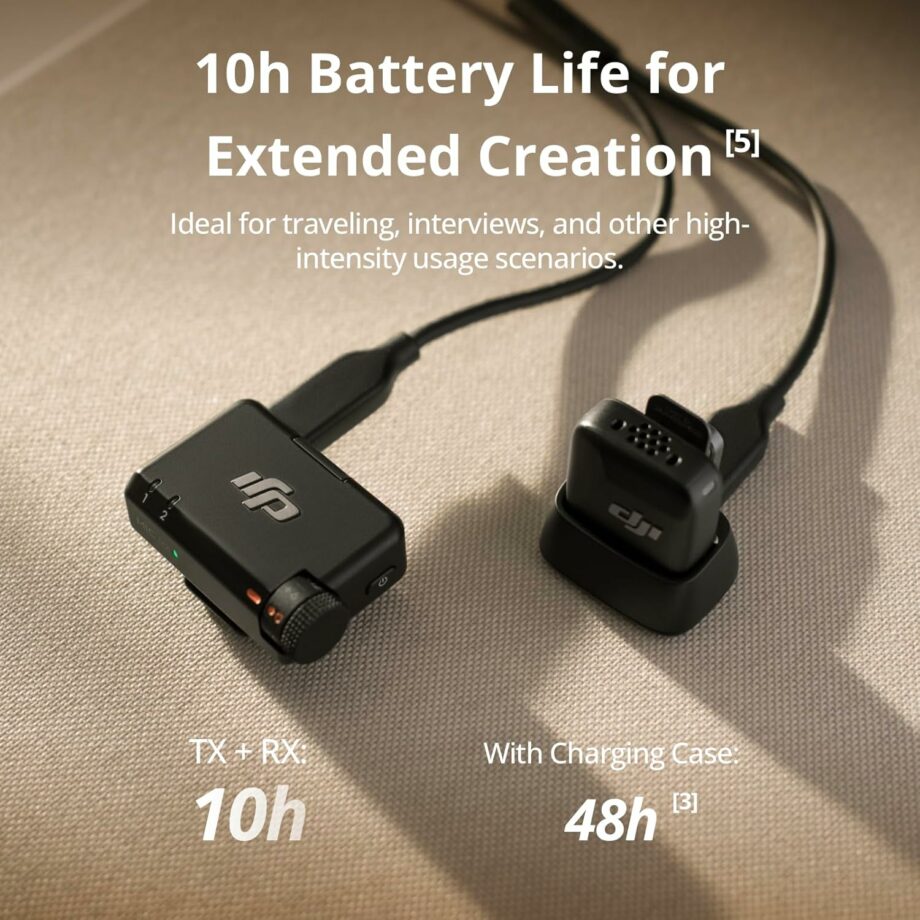 ميكروفون DJI Mic Mini (1 TX + 1 RX)، صوت غني بالتفاصيل، إلغاء الضوضاء

