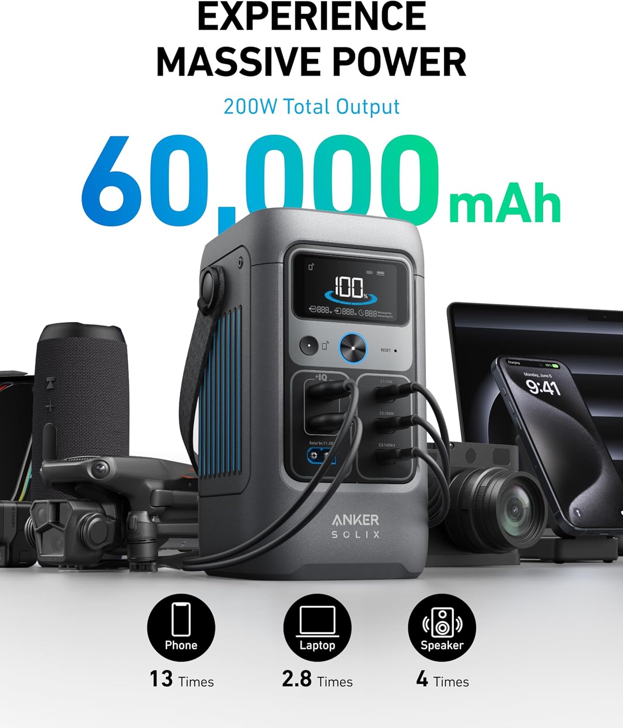 Anker SOLIX C200 DC Power Bank – 200W Portable Power Station