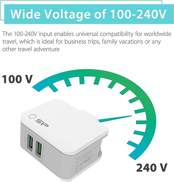 Silicon Power Wall Charger WC102P Dual Fast USB Charging - White