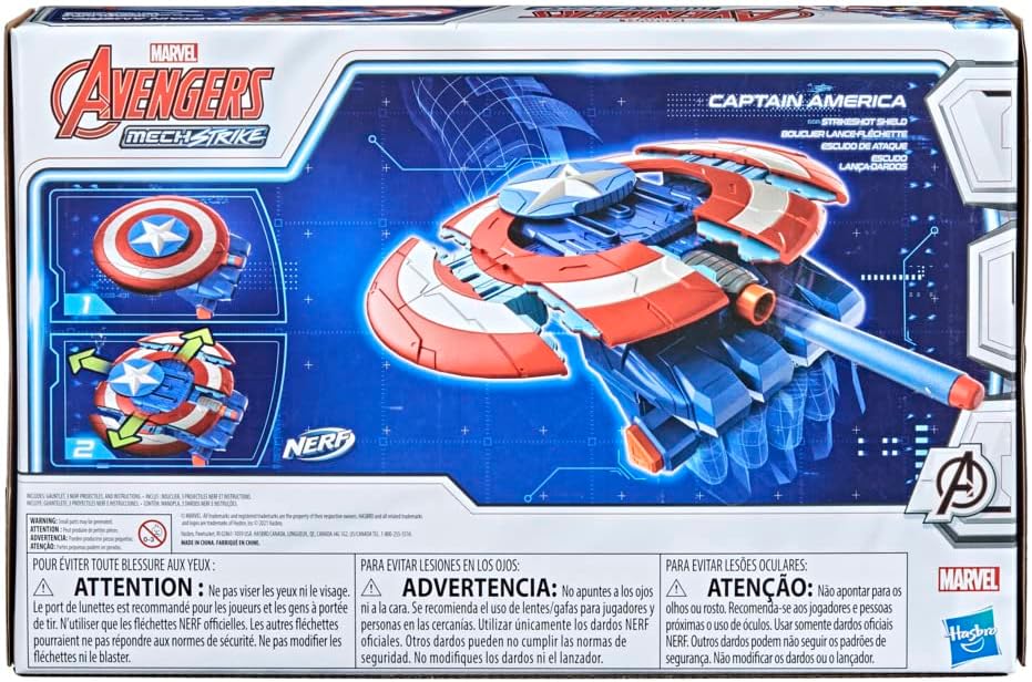 Hasbro Captain America Mech Strike Shield with 3 NERF Darts