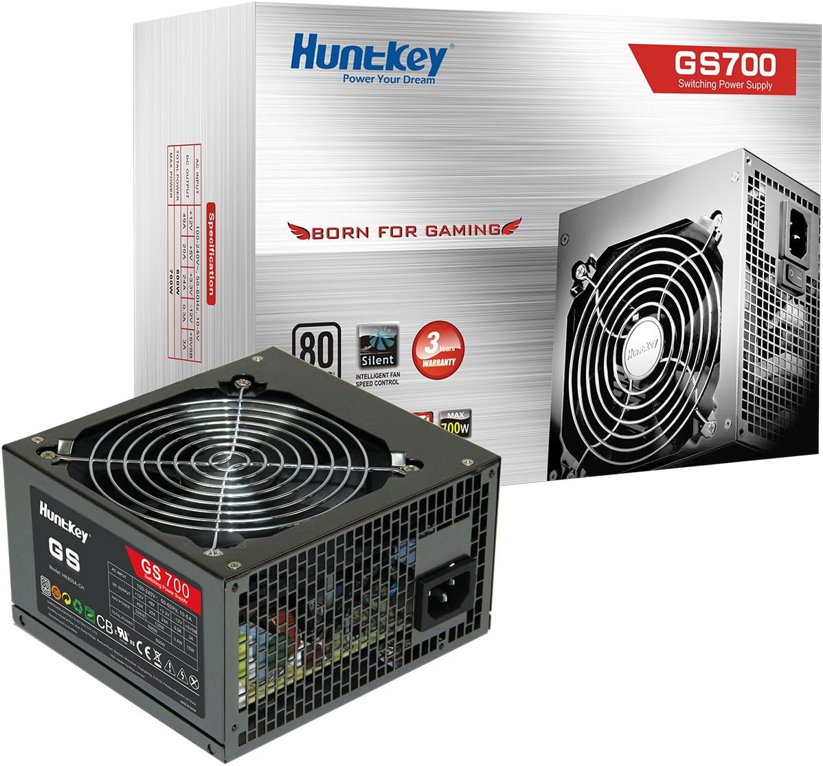 Huntkey GS-700 Power Supply 700W +12V Single-Rail - Black