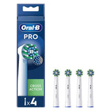 Oral-B Cross Action Electric Toothbrush Head With Clean Maximiser Technology Pack Of 4 - White