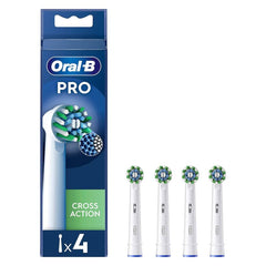 Oral-B Cross Action Electric Toothbrush Head With Clean Maximiser Technology Pack Of 4 - White
