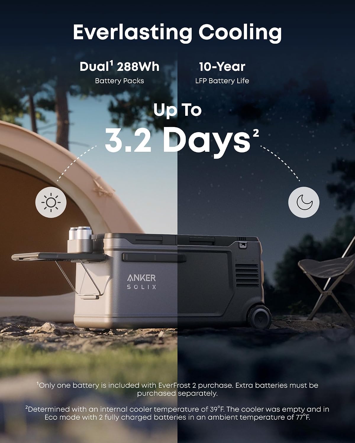 Anker SOLIX EverFrost 2 58L Electric Cooler with 288Wh Battery