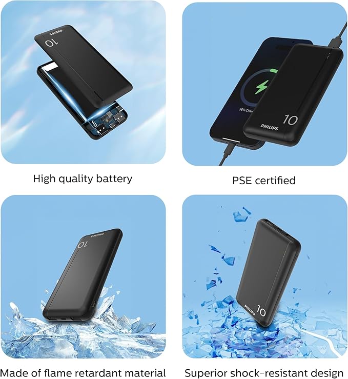 باور بانك فيليبس 10000mAh 20W مع منافذ USB-A وUSB-C