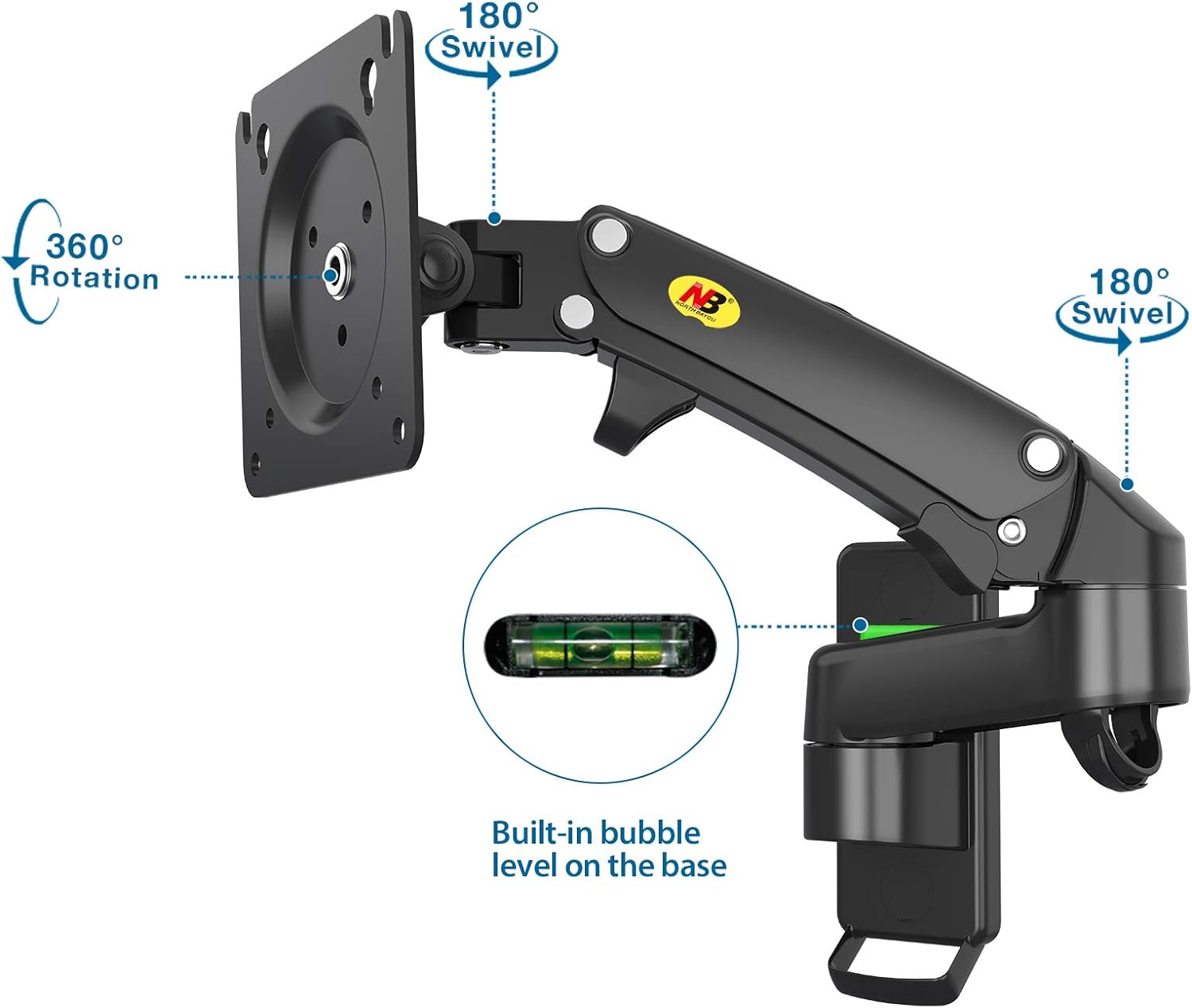 North Bayou 17"-35" Gas Spring Full Motion Monitor Mount