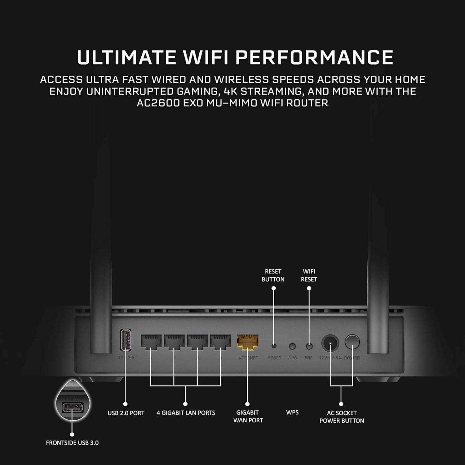 D-Link WiFi Router, AC2600 MU-MIMO Dual Band Gigabit 4K Streaming and Gaming with USB Ports, 4x4 Wireless Internet for Home