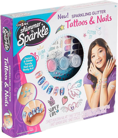 أظافر لامعة ووشوم للجسم من مجموعة Shimmer 'N Sparkle Glitter | متعة للأطفال
