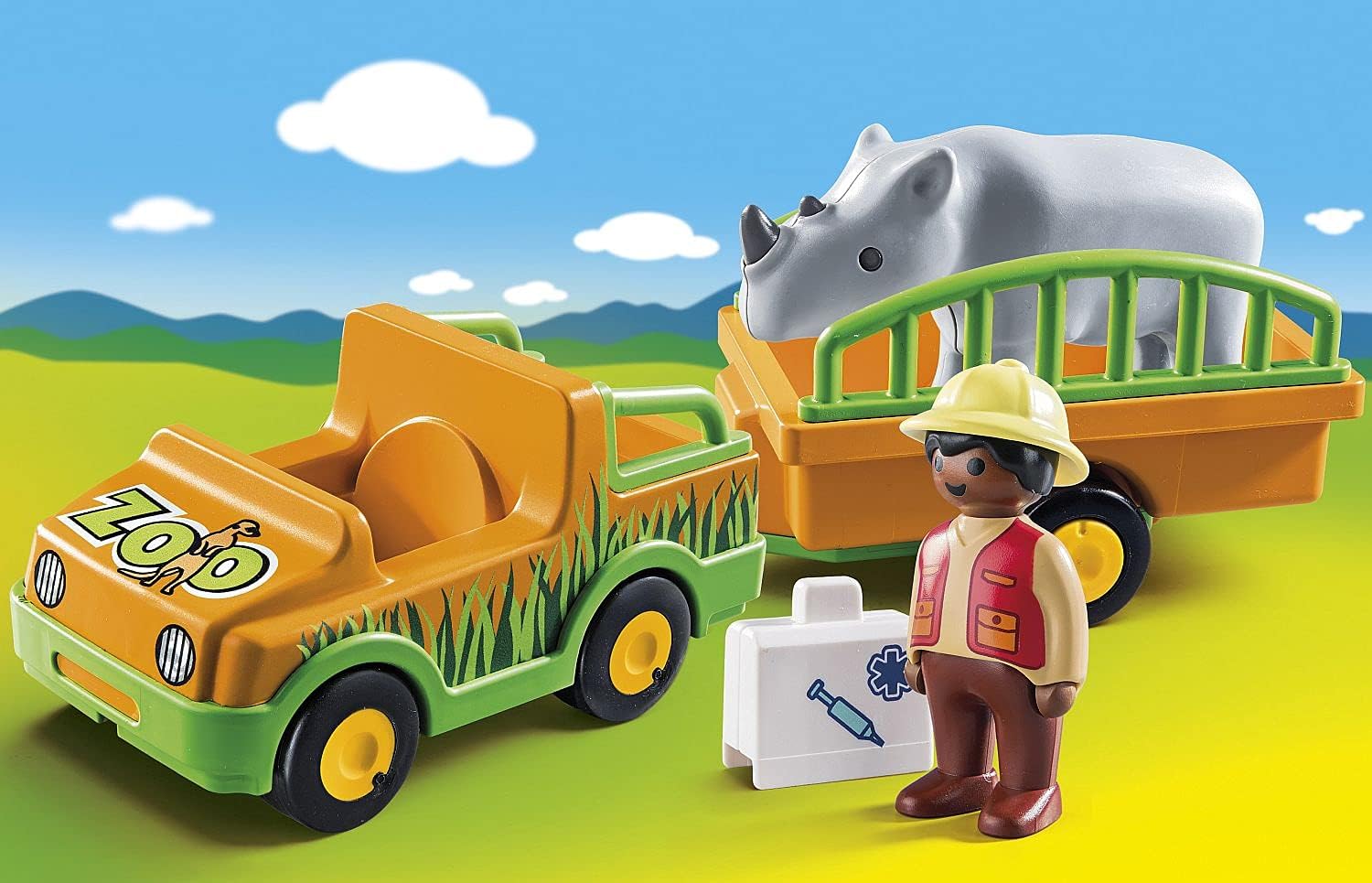 Playmobil 1.2.3 Zoo Vehicle with Rhino | Goseel Store