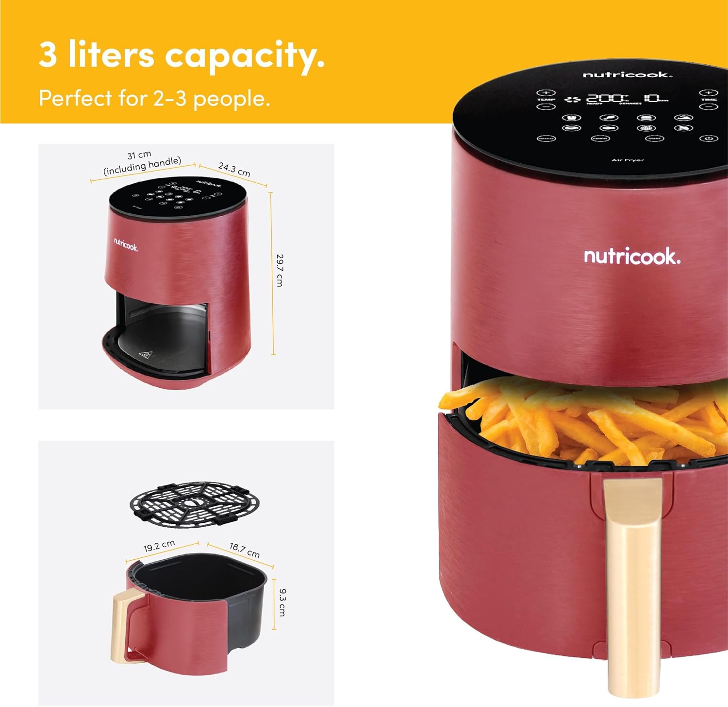 Nutricook Air Fryer Mini / 3.3L / Digital Display