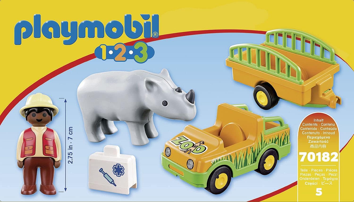 Playmobil 1.2.3 Zoo Vehicle with Rhino | Goseel Store