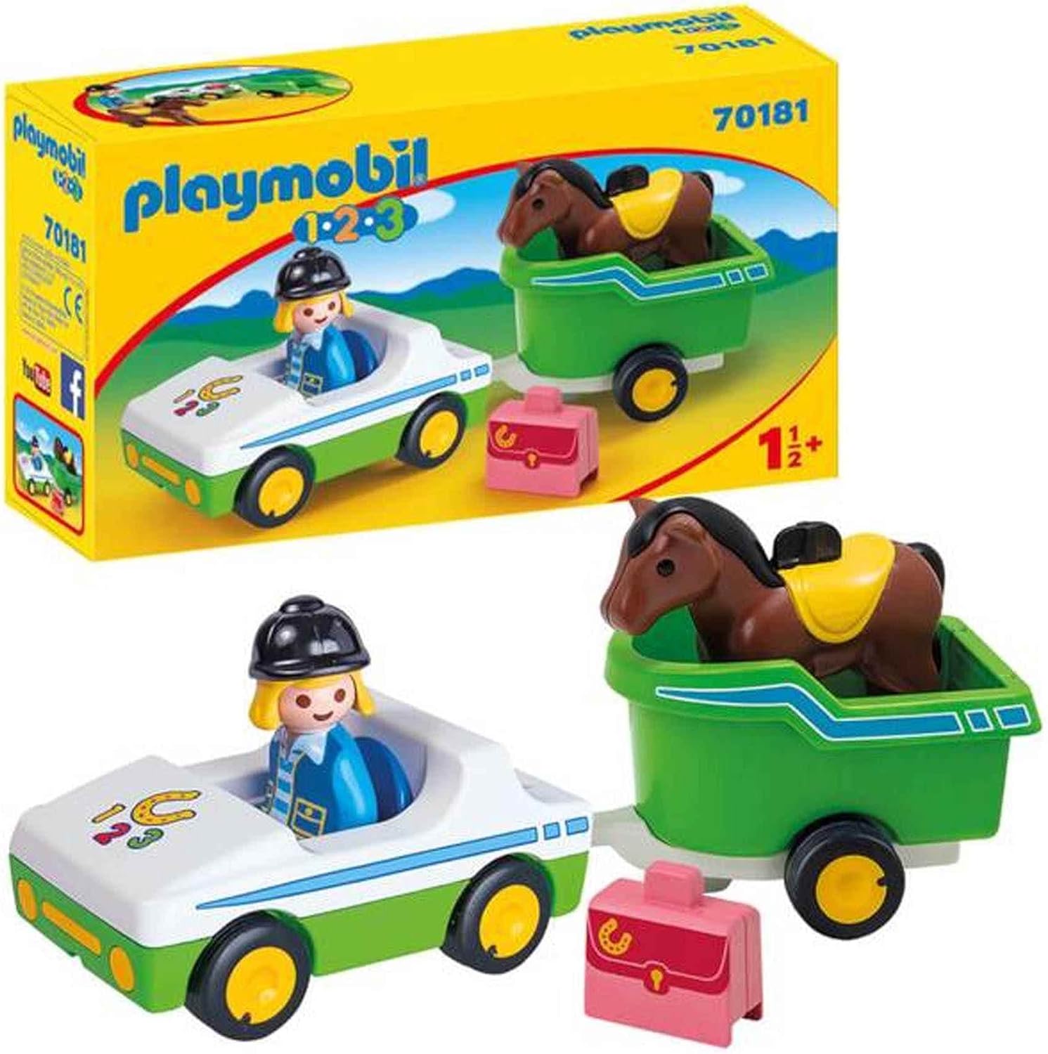 Playmobil 1.2.3 Car with Horse Trailer - Fun for Toddlers