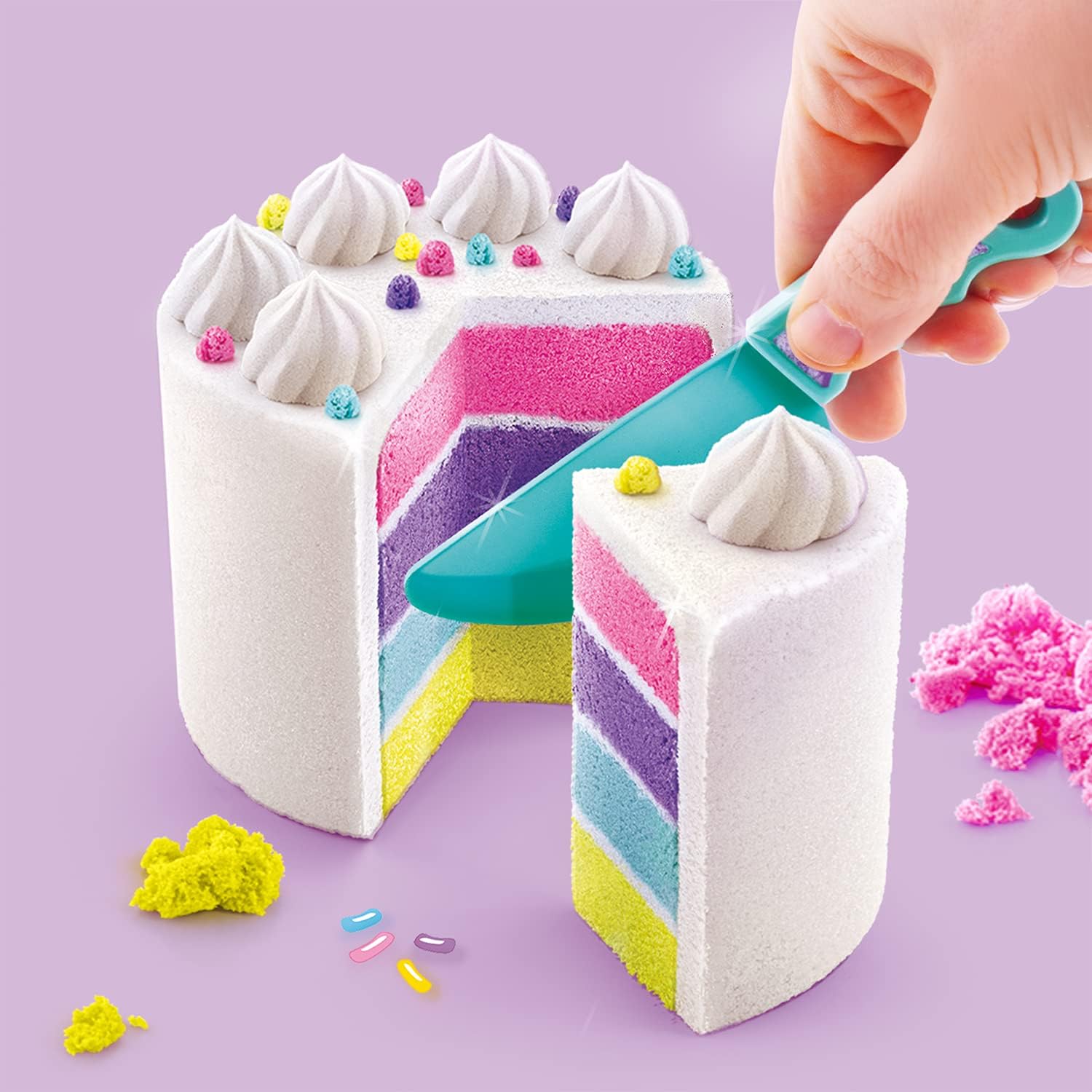 مجموعة أدوات صنع الرمل السحري DIY من So Sand - كعكة قوس قزح ملونة ممتعة

