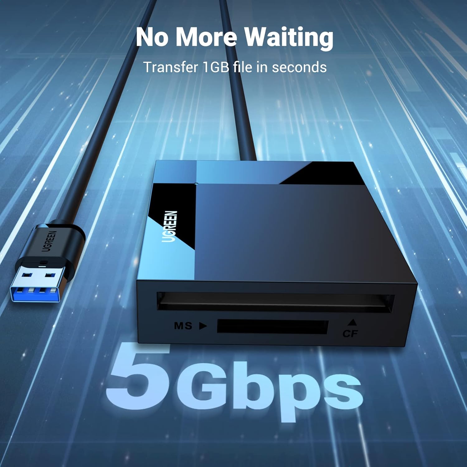 UGREEN USB 3.0 SD Card Reader – 4-in-1 Multi-Card Hub, 5Gbps Speed