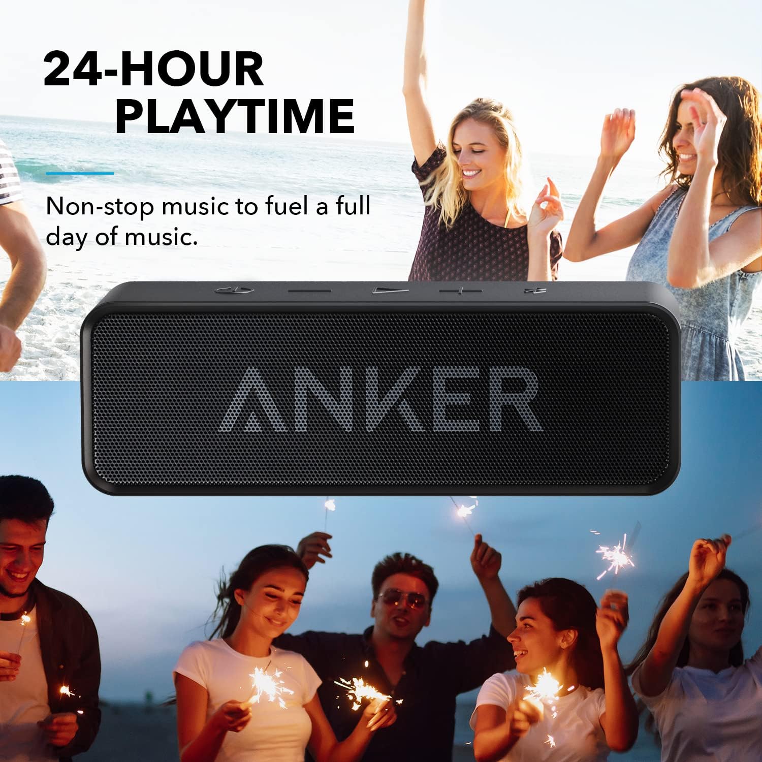 Anker Soundcore Bluetooth Speaker with IPX5 & 24 Hour Playtime - Black