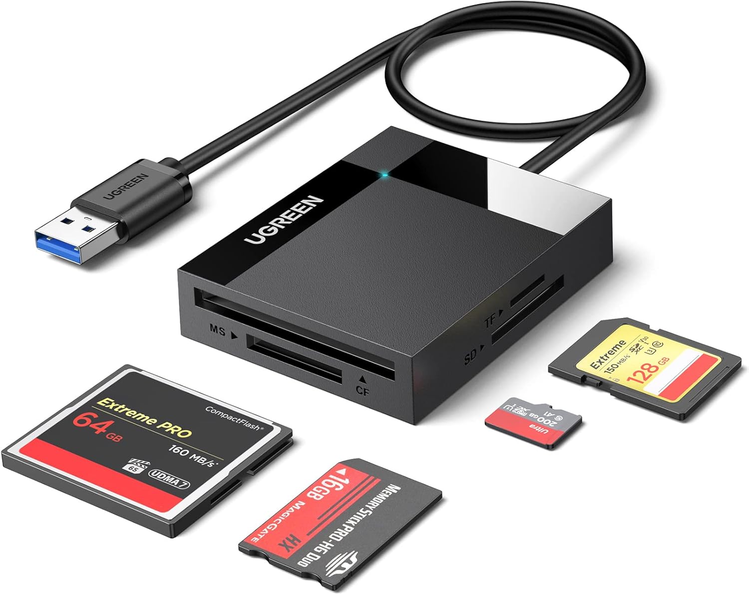 UGREEN USB 3.0 SD Card Reader – 4-in-1 Multi-Card Hub, 5Gbps Speed