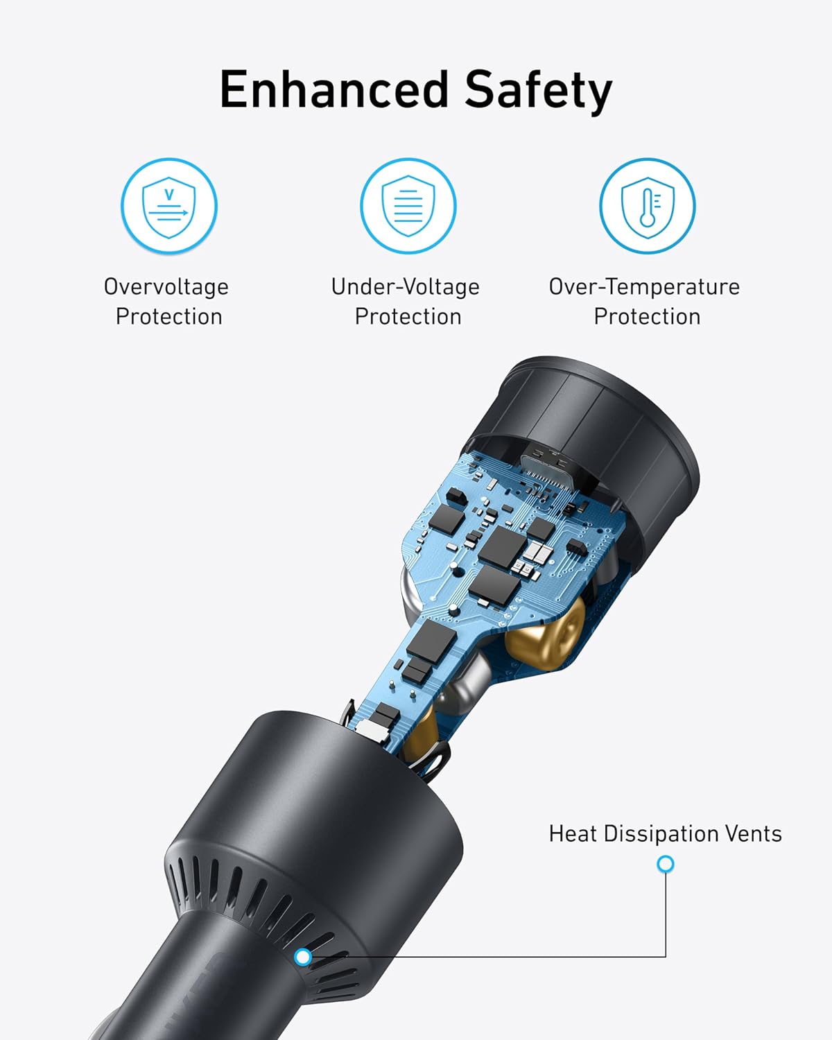 شاحن سيارة أنكر 167.5 واط بثلاثة منافذ USB-C – 100 واط + 45 واط + 22.5 واط