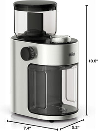 Braun Burr Coffee Grinder 110W 220g 15 Grind Settings Cup Selector – Silver (KG7070)
