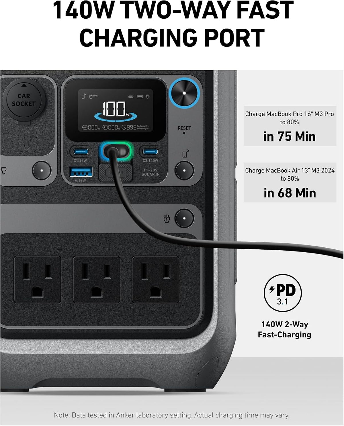 Anker SOLIX C300 Portable Power Station 288Wh 300W – Camping Solar Generator