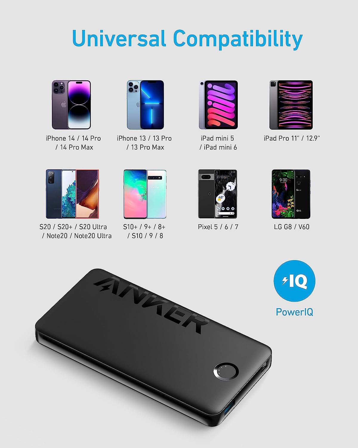 Anker Power Bank 10,000mAh Portable Charger PowerCore PIQ - Black