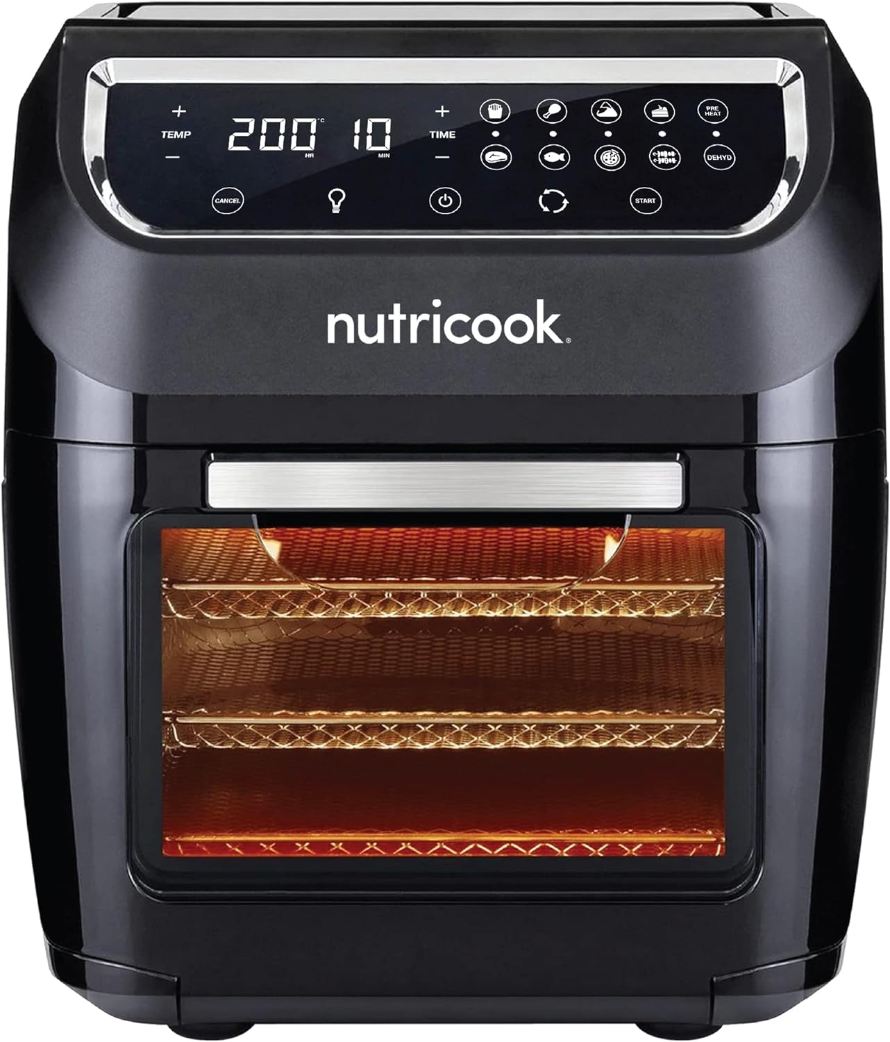 Nutricook Airfryer Oven 12L / Digital One Touch Control Panel Display - Black