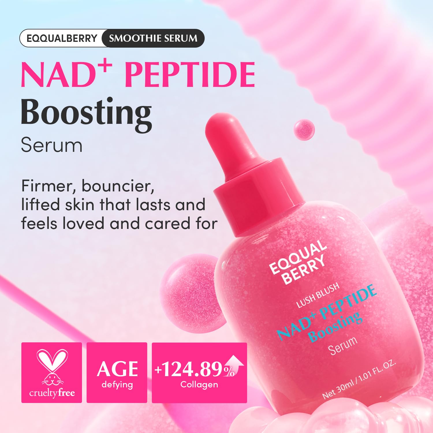EQQUALBERRY NAD+ Peptide Boosting Smoothie Serum – Anti-Aging Korean Skin Care