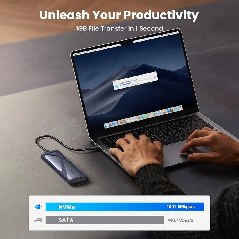 UGREEN USB-C to M.2 SATA & NVMe SSD Enclosure – 10Gbps