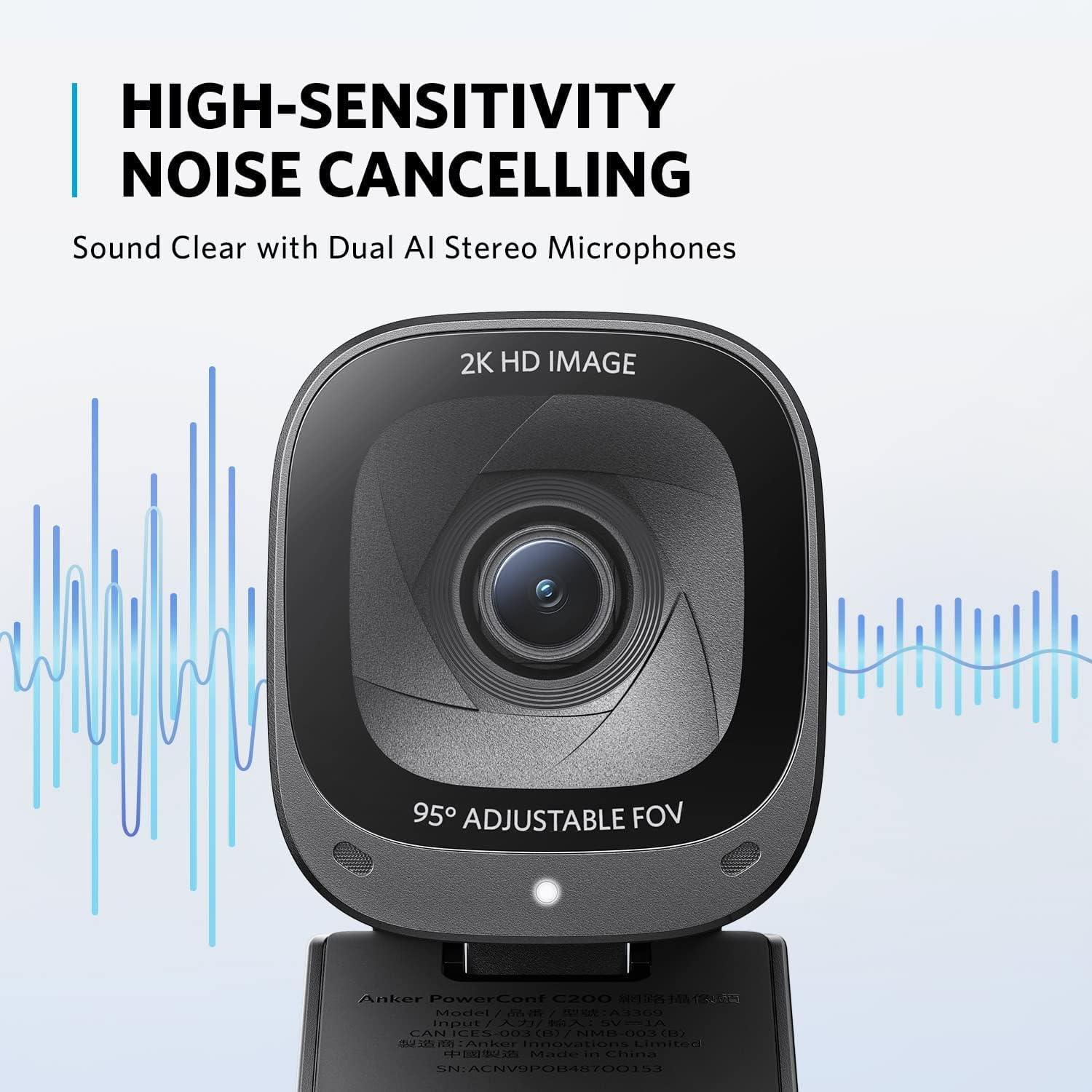 Anker PowerConf C200 2K Webcam with Noise-Canceling Mics