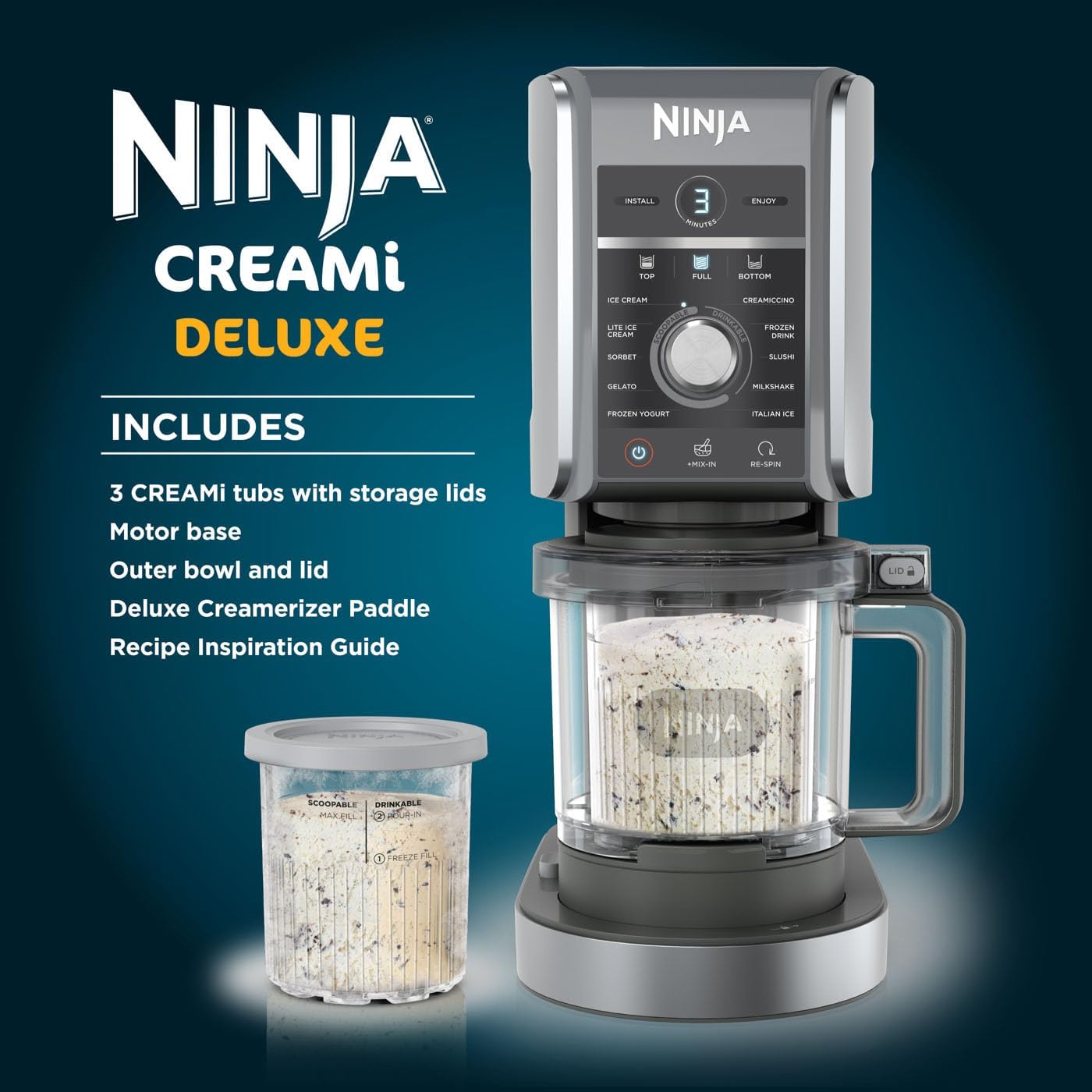 Ninja CREAMi Deluxe NC501UK 10-in-1 Ice Cream Maker