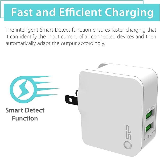 Silicon Power Wall Charger WC102P Dual Fast USB Charging - White