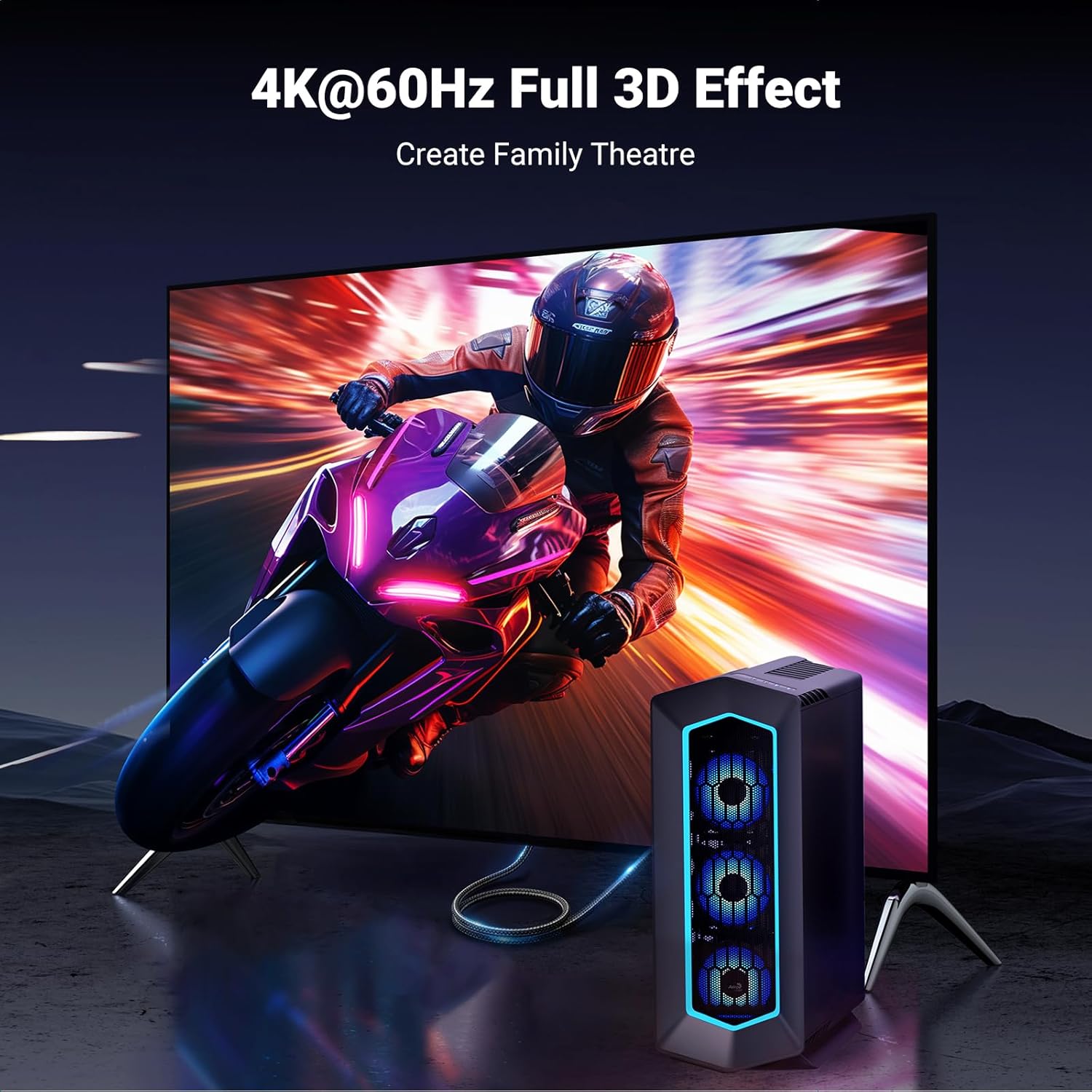 UGREEN 4K@60Hz DisplayPort to HDMI Cable HDR Active DP 1.2 to HDMI 2.0 Cord Aluminum Braided 6.6FT