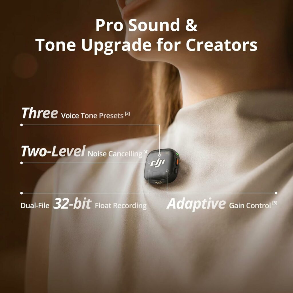 DJI Mic 3 (2 TX + 1 RX + Charging Case) Wireless Microphone with Adaptive Gain Control