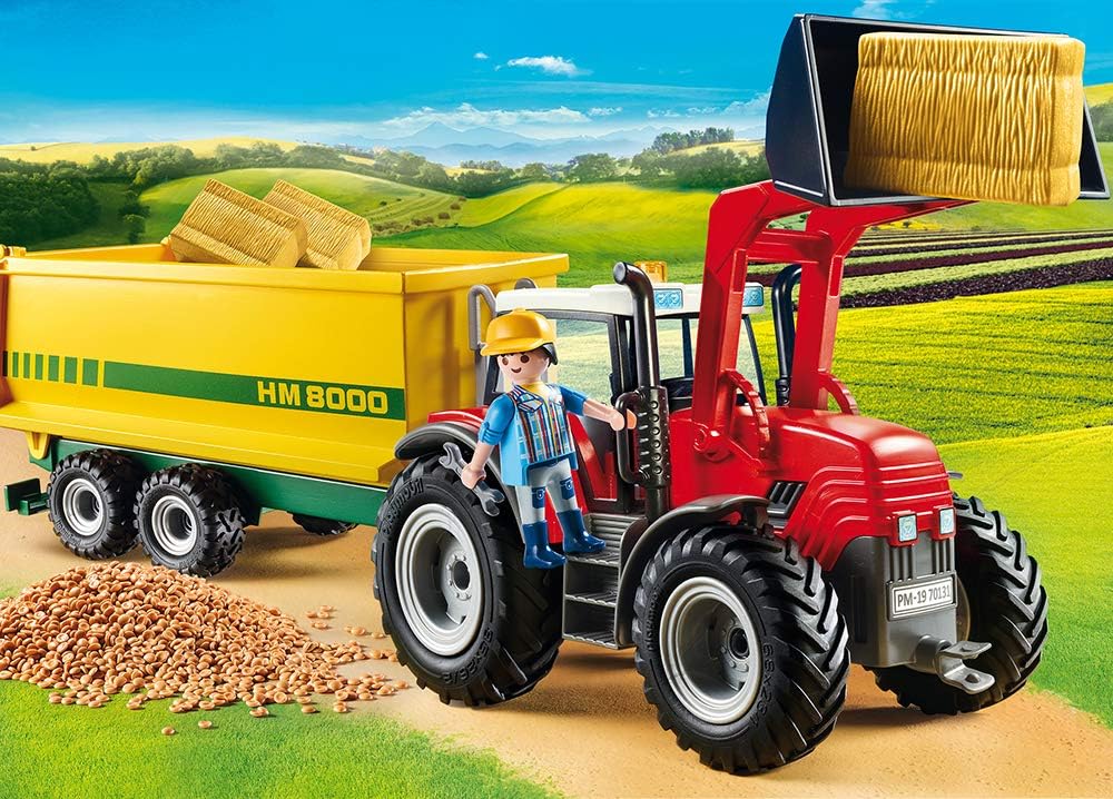 Playmobil Farm Tractor for Kids 4+ with Feed Trailer