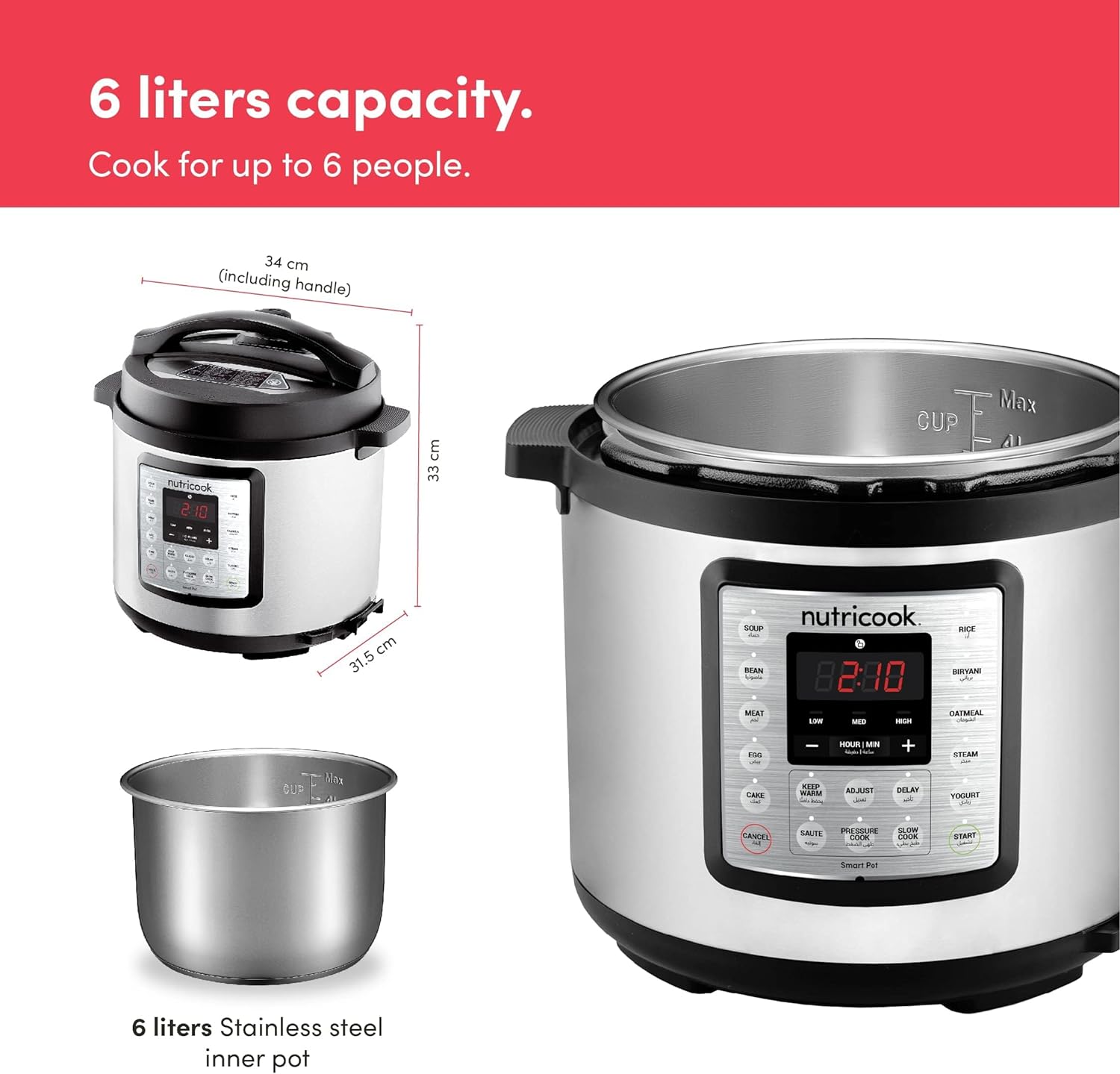 Nutricook Smart Pot Eko 6L / Electric Pressure Cooker - Silver