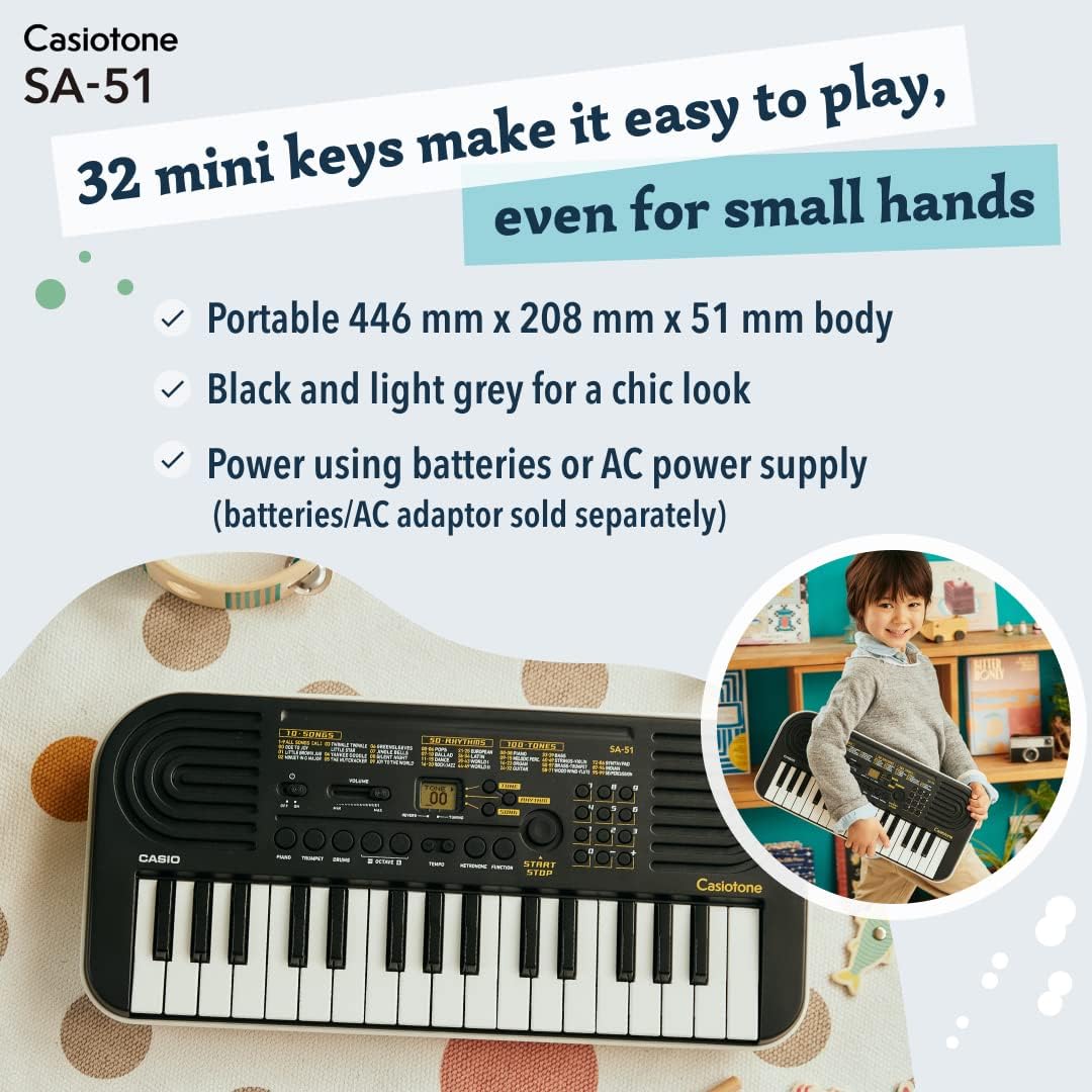 Casio tone Mini Keyboard with Piano tones - Black